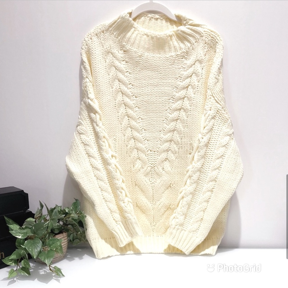 BOUTIQUE COMFY CABLEKNIT BOHO OVERSIZED  SWEATER - M & L - BRAND NEW ! - Picture 3 of 10